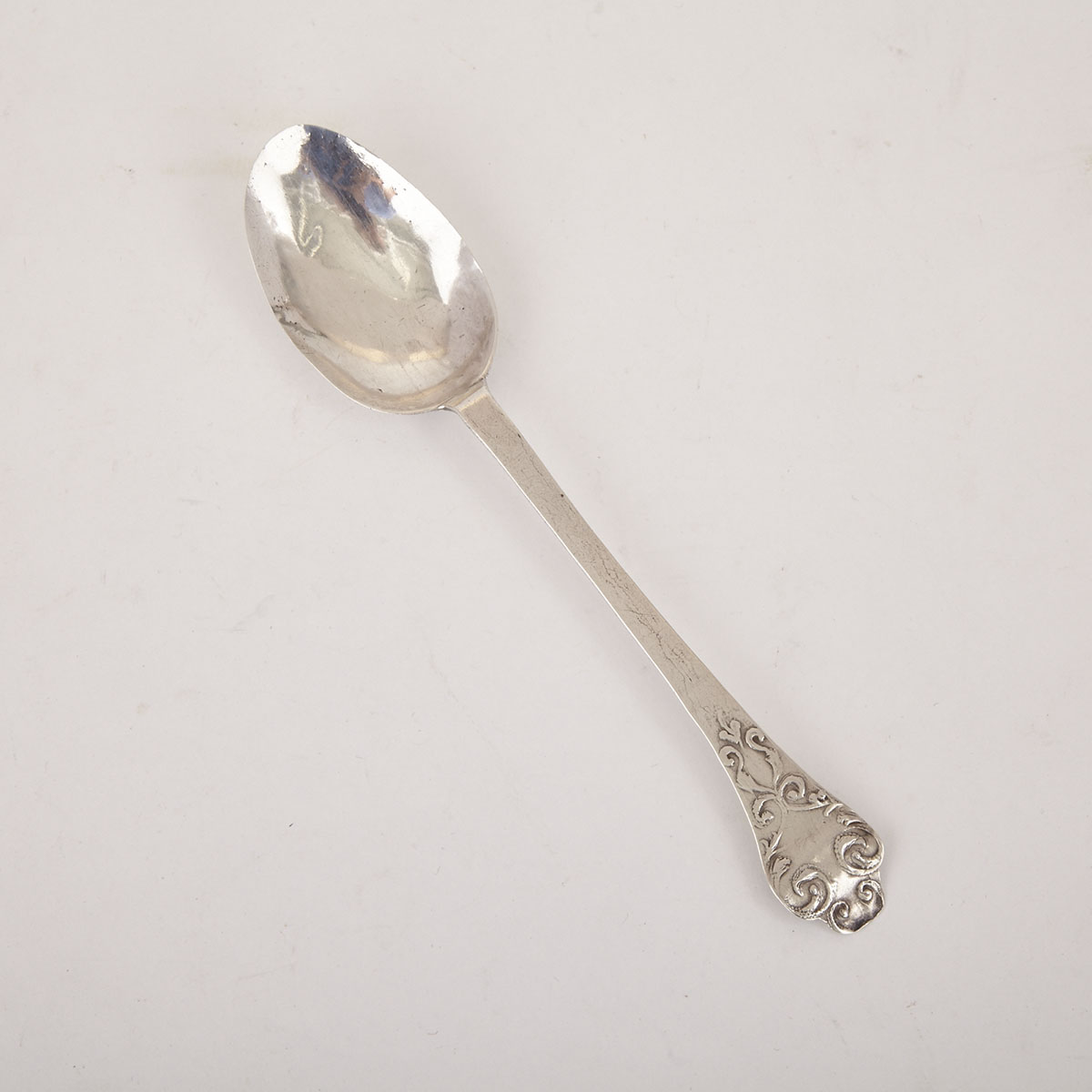 Late 17th Century English Silver Lace-Back Trefid Spoon, c.1680-90
