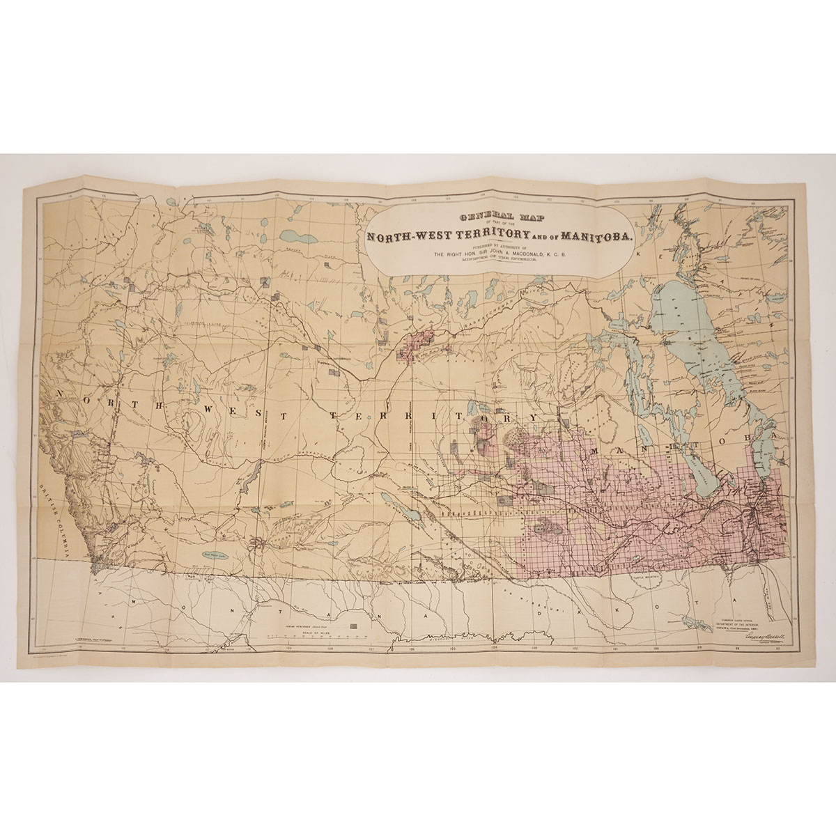 Two Canadian Linen Backed Maps: General Map of Part of the North-West Territory and of Manitoba, and North-West Territory Map Shewing Dominion Land Surveys Between West Boundary of Manitoba and Third Principal Meridian