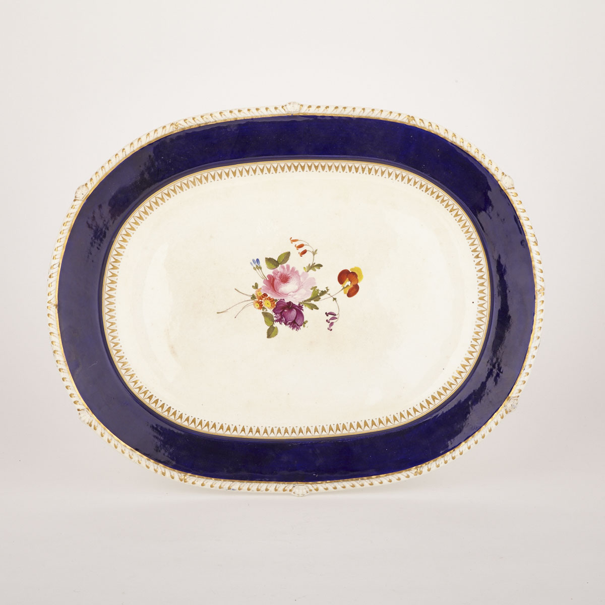 Bloor Derby Blue Banded Oval Platter, c.1820-40