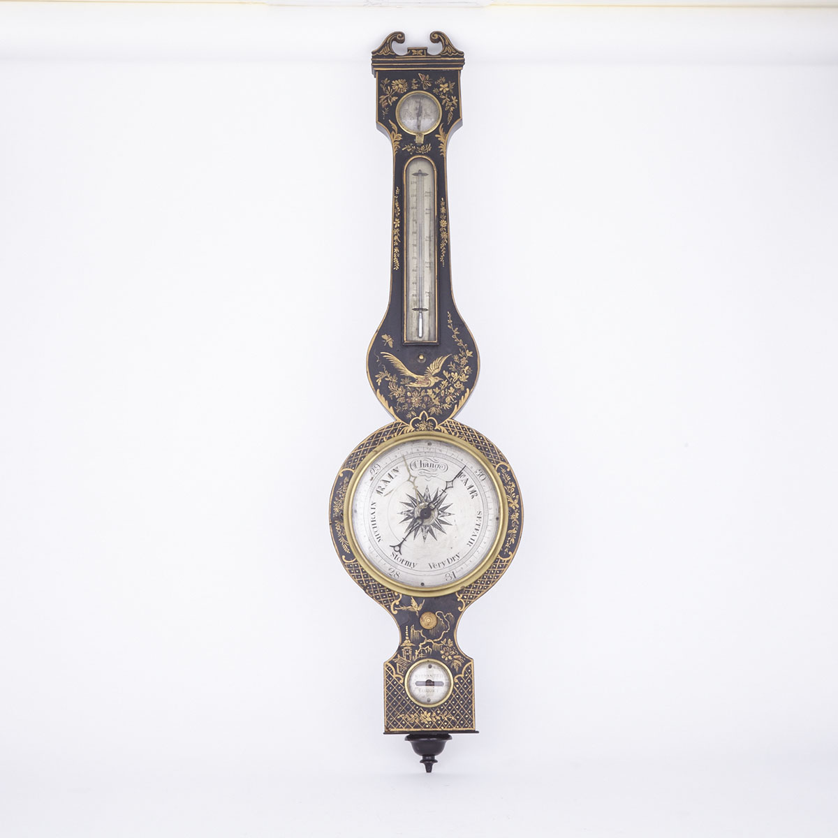 English Regency Chinoiserie Wheel Barometer, early 19th century