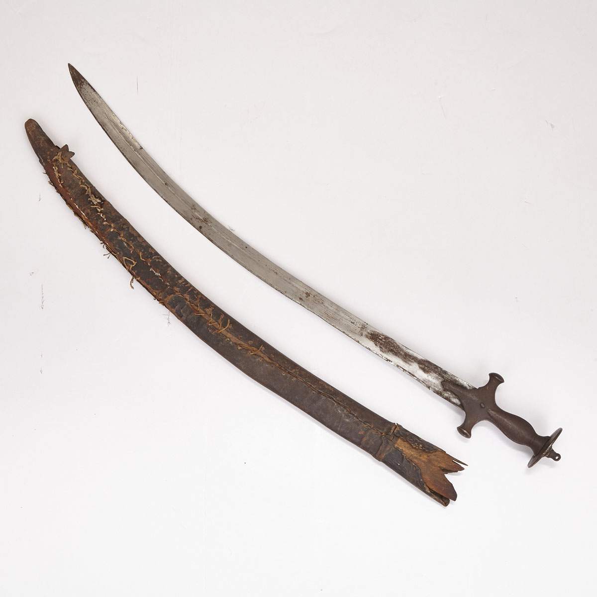 Indian Tulwar and Leather Scabbard, early 19th century