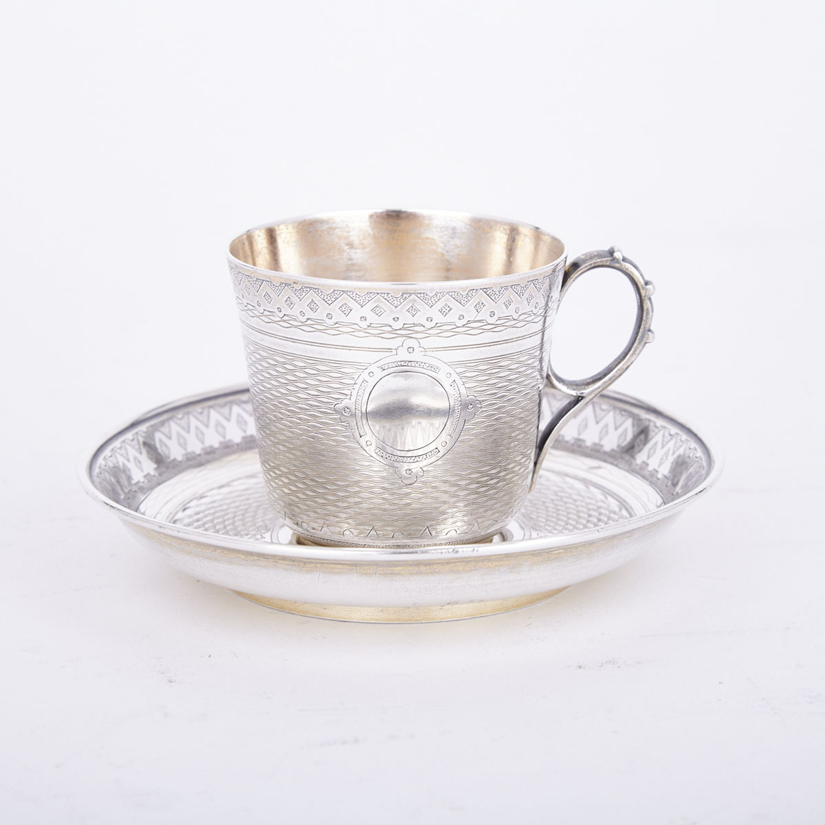 Russian Silver Cup and Saucer, Moscow, 1871