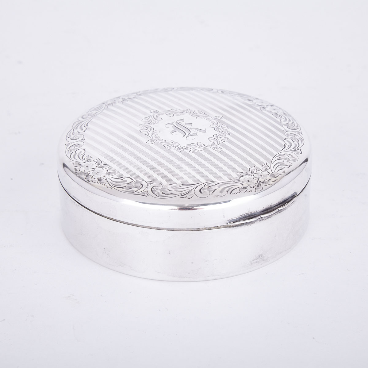 Canadian Silver Circular Jewellery Box, Henry Birks & Sons, Montreal, c.1904-24
