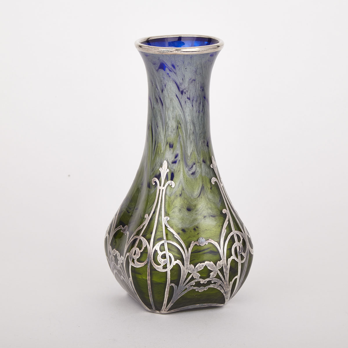 Loetz Silver Overlaid ‘Titania’ Glass Vase, c.1900