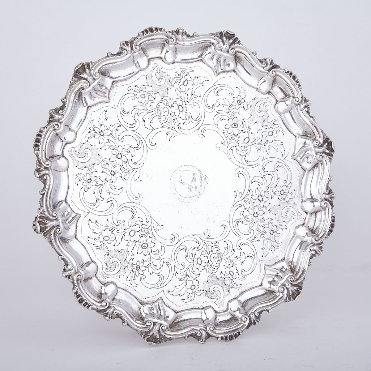 Victorian Scottish Silver Shaped Circular Salver, David Crichton Rait, Edinburgh, 1843