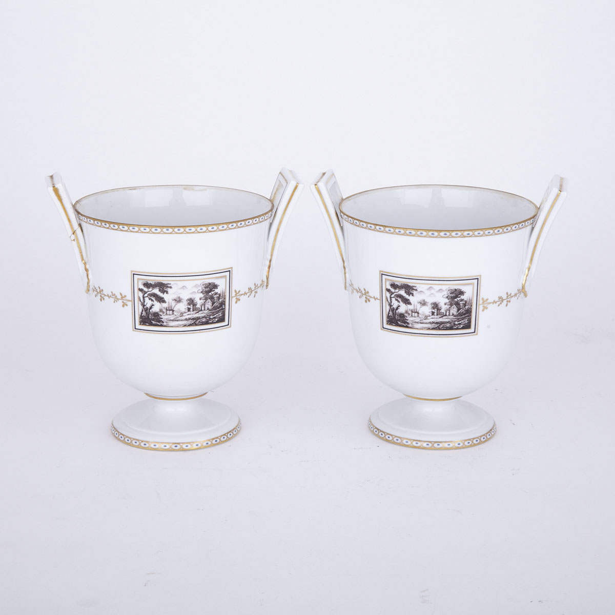 Pair of Richard Ginori Two-Handled Vases, 20th century