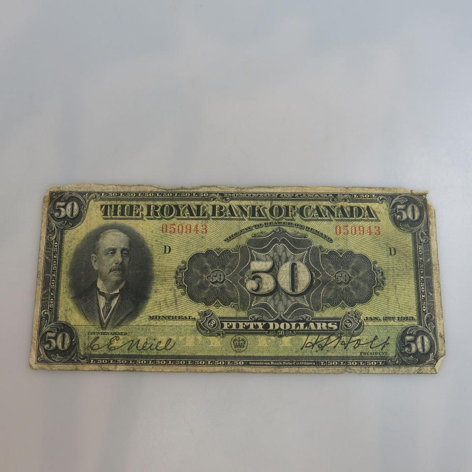 Royal Bank Of Canada 1913 $50 Bank Note