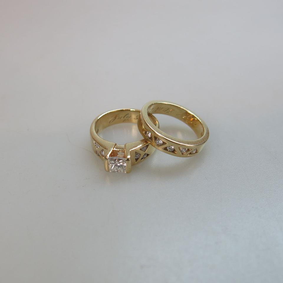 14k Yellow Gold Wedding/Engagement Ring Suite