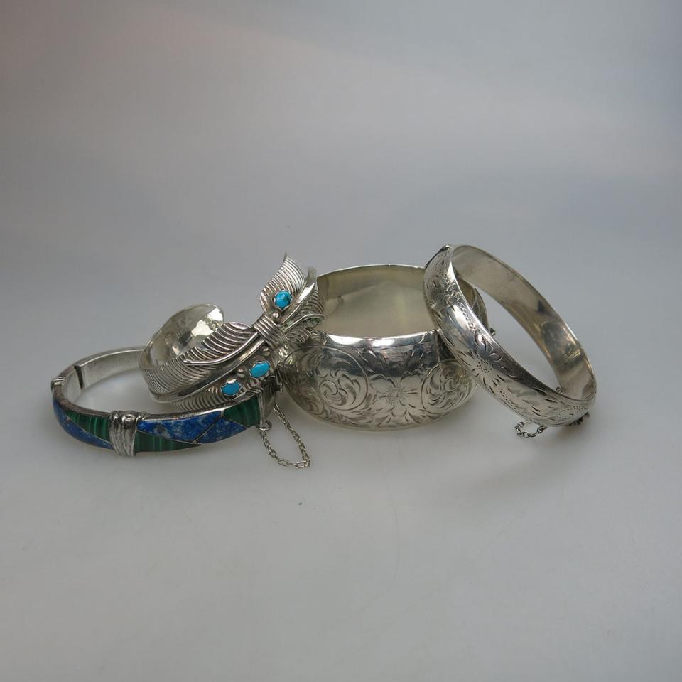 Four Various Silver Bangles 