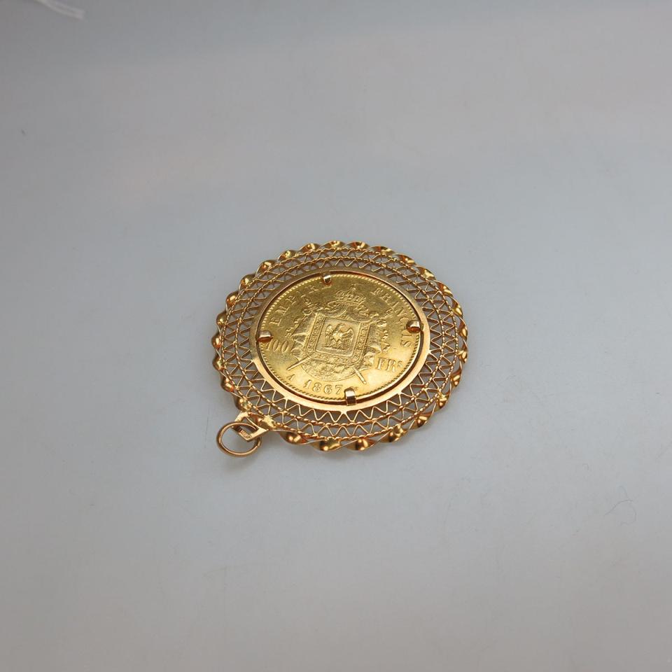 French 100 Franc 1867 Gold Coin 