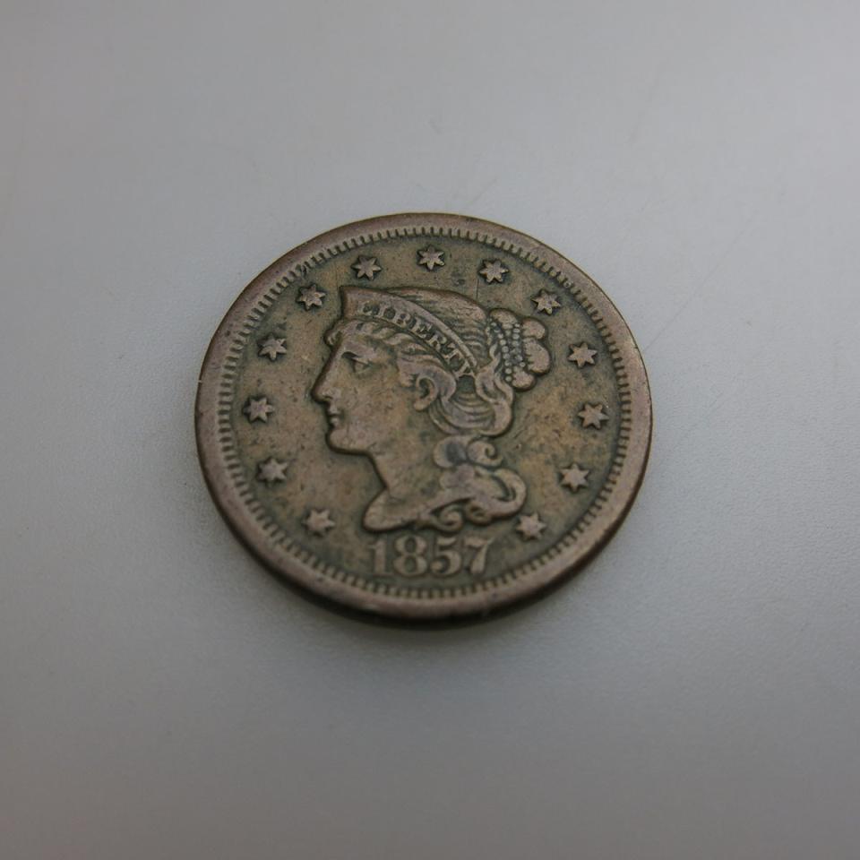 American 1857 Braided Hair Large One Cent Coin