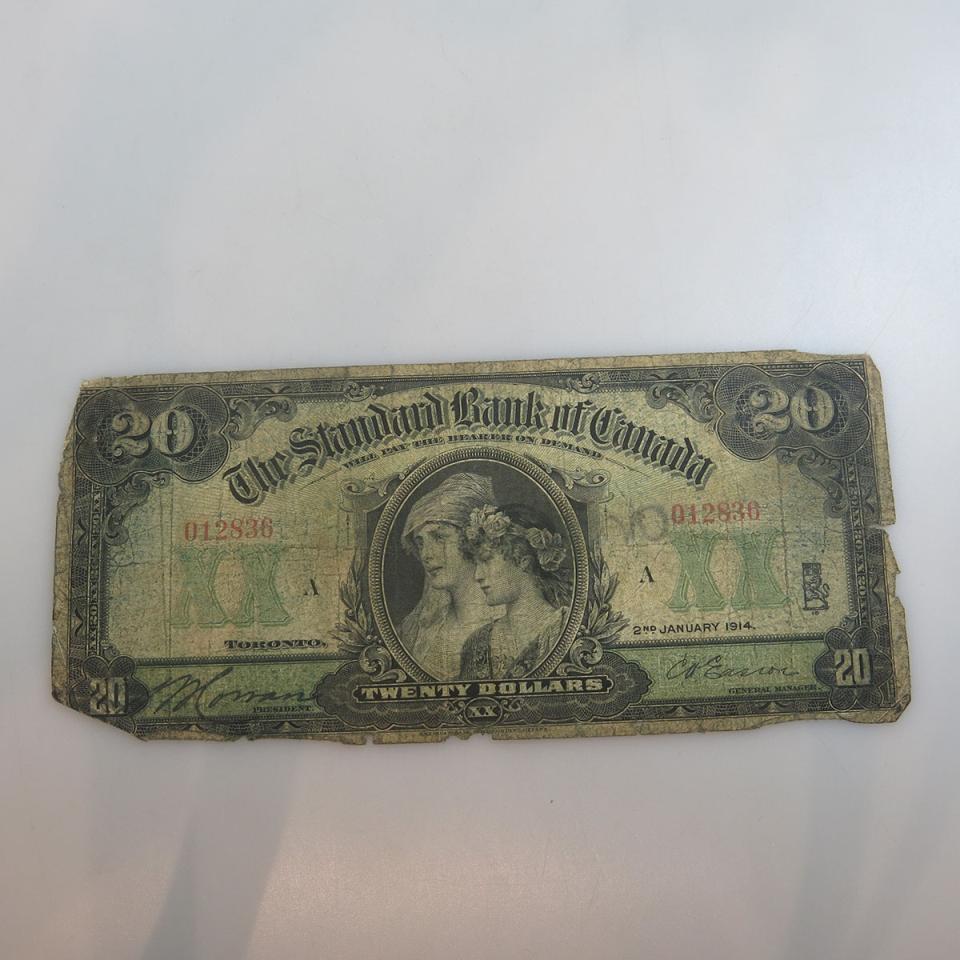 Standard Bank Of Canada 1914 $20 Bank Note