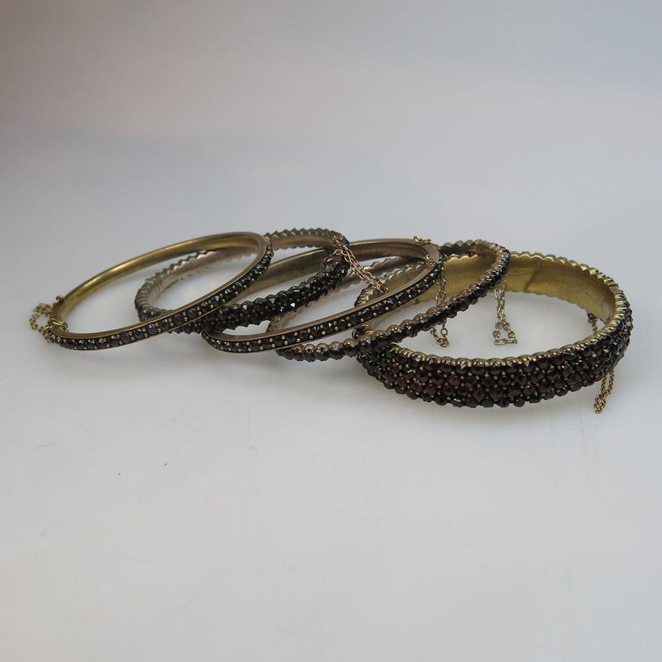 5 Various Gold-Filled And Silver Gilt Hinged Bangles