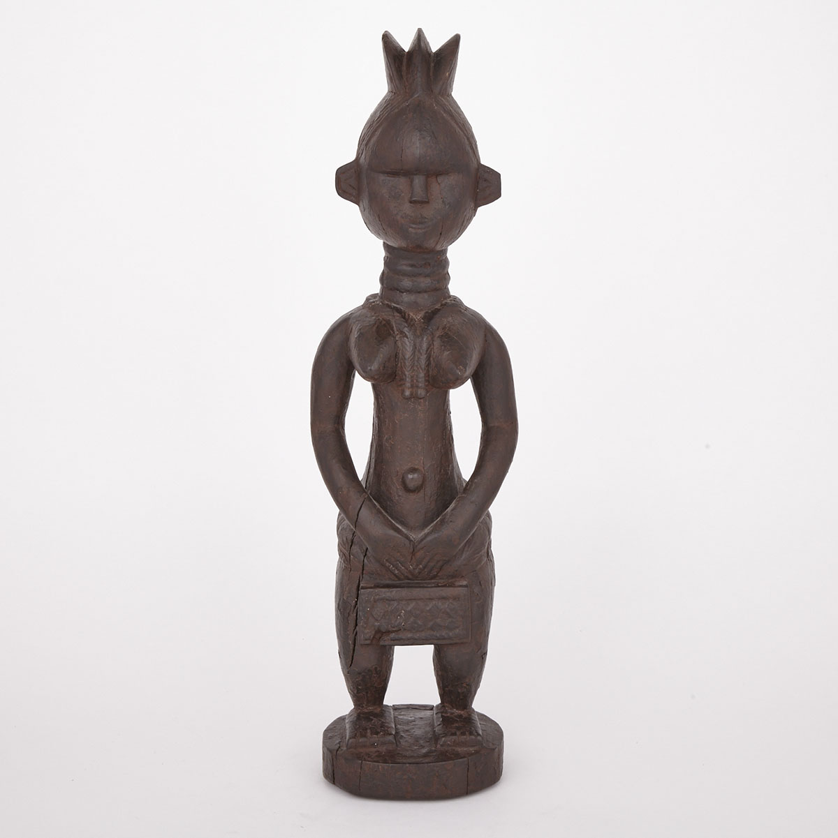 Mende Carved and Painted Wood Female Guardian Figure, West Africa, 20th century