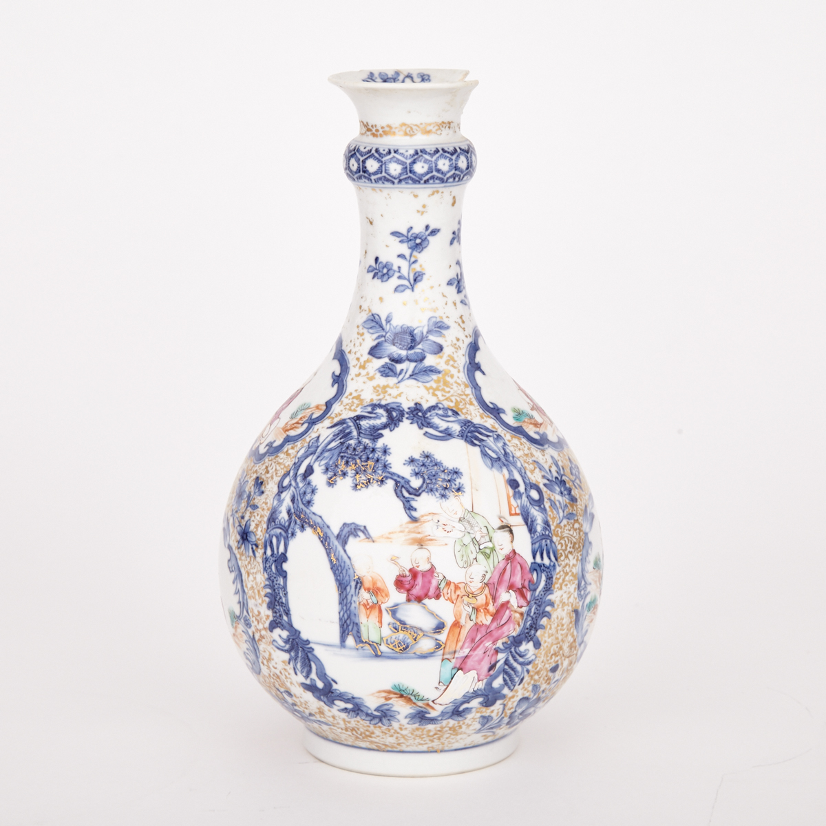 Chinese Export Figural Blue and Gilt Vase, 19th/20th Century