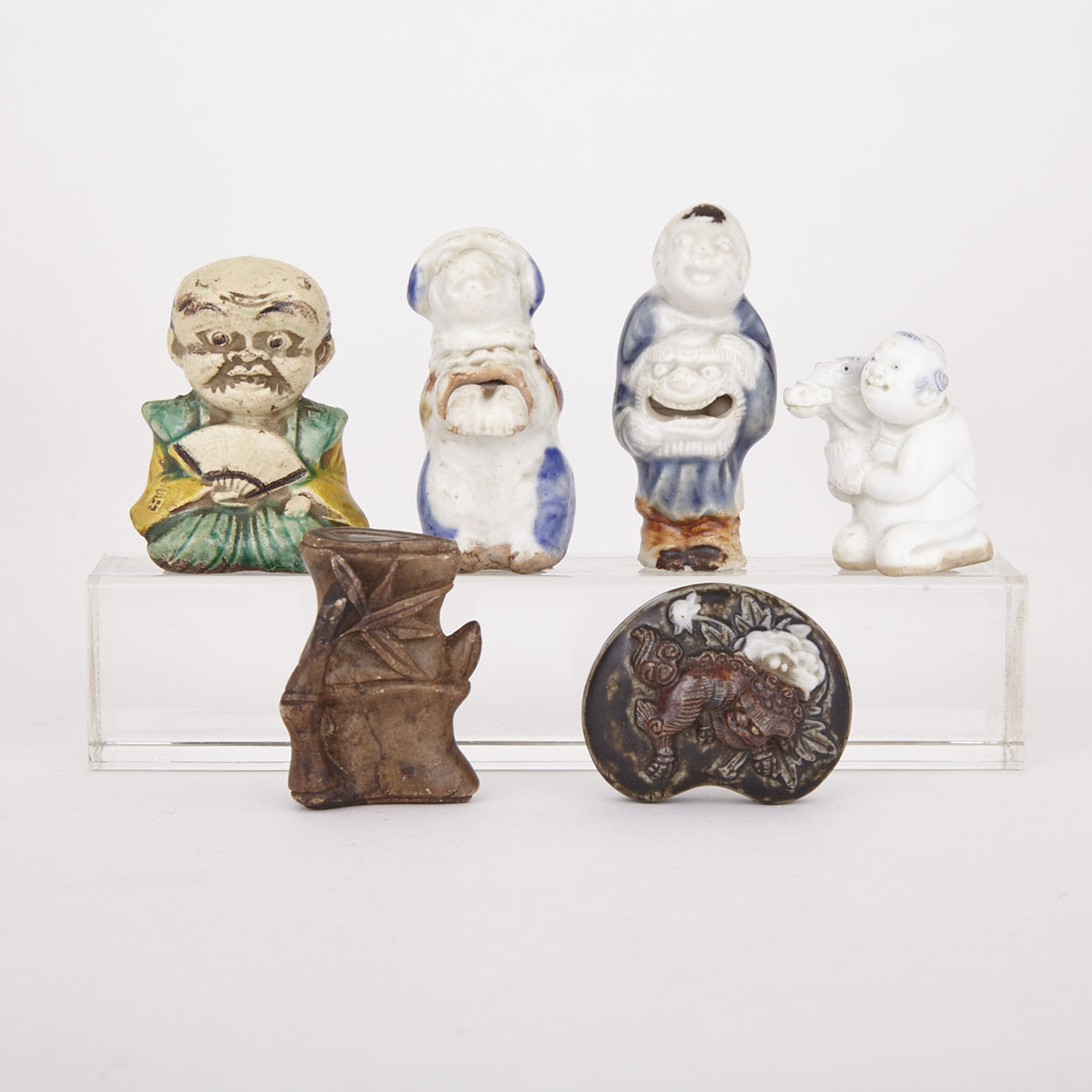 Group of Six Porcelain Netsuke, 19th Century