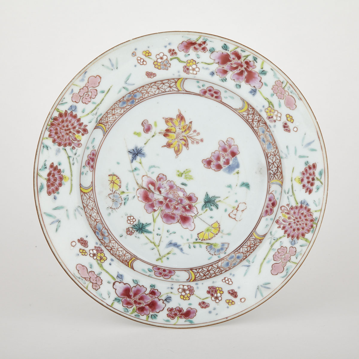 Famille Rose Peony Plate, 19th Century