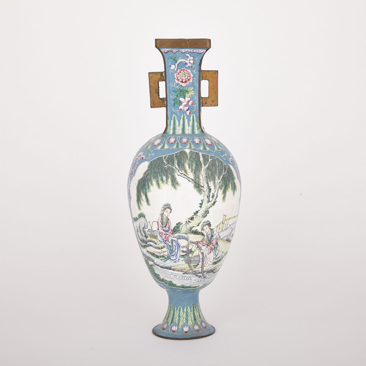 Bronze Enamel Vase, Early 20th Century