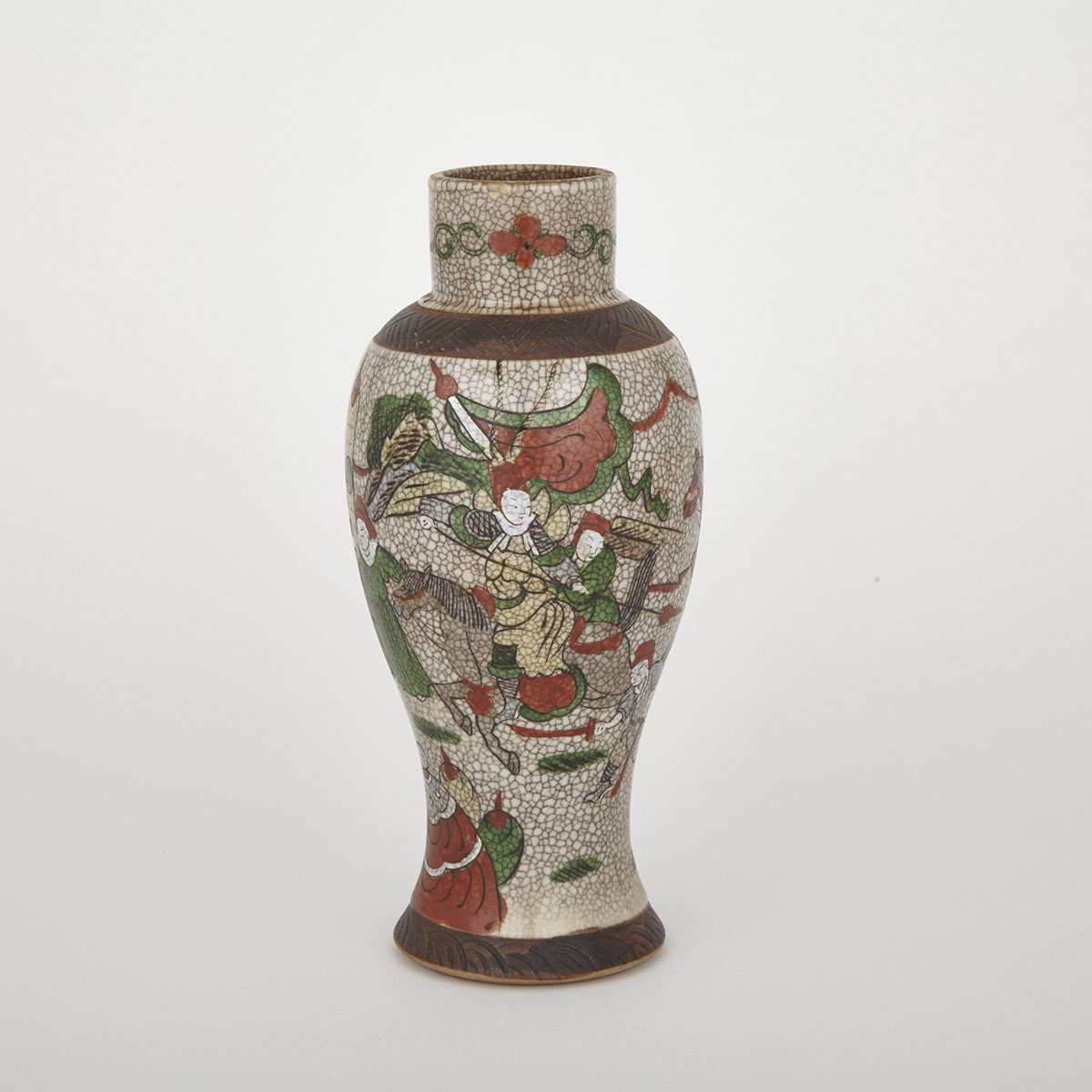 Figural Crackle Glazed Vase
