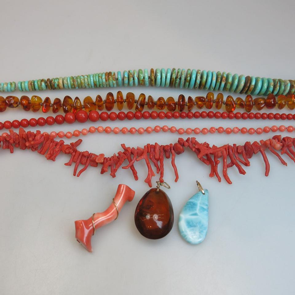 Small Quantity of Coral, Turquoise And Amber Jewellery