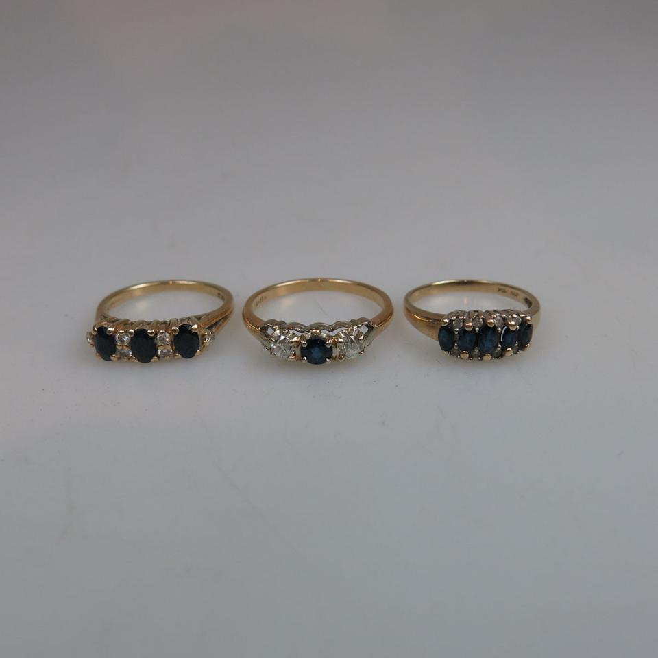 1 X 10K And 2 X 14K Yellow Gold Rings
