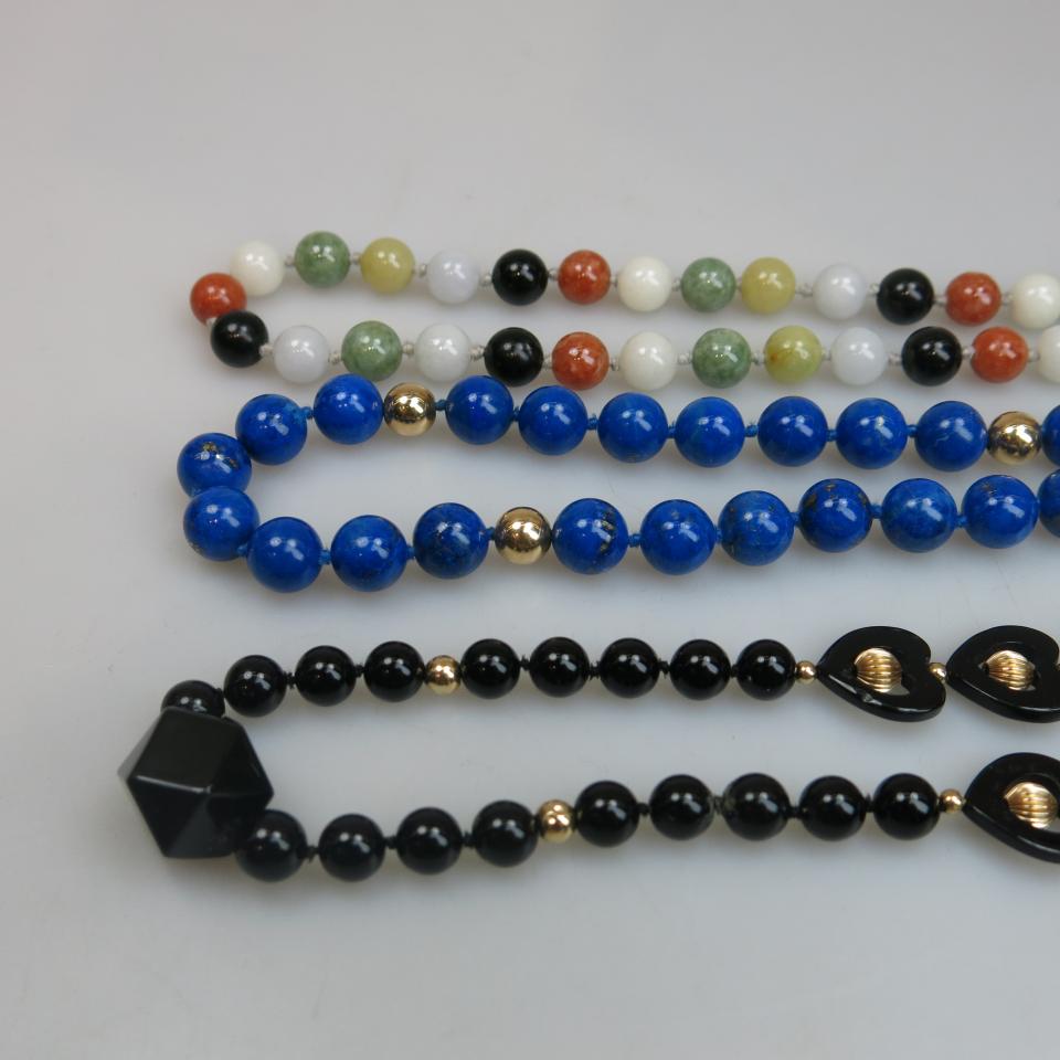 Lapis, Onyx And Jade Bead Necklaces