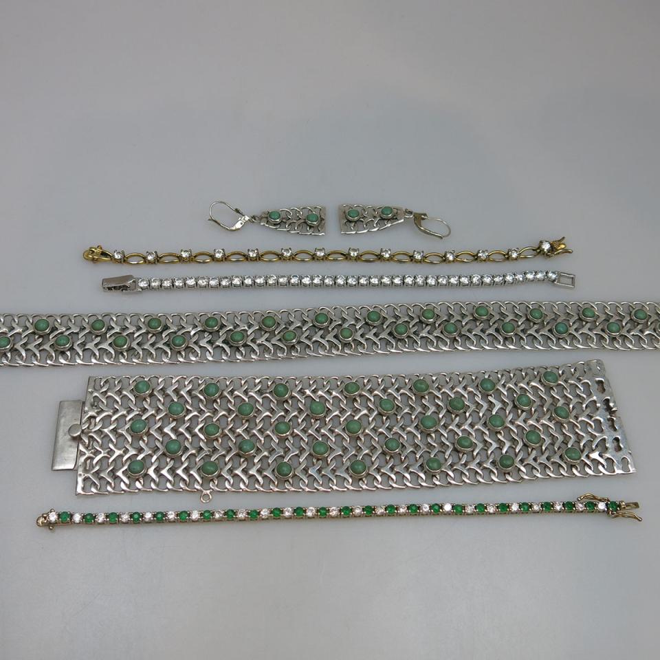 Mexican Silver Necklace, Bracelet And Earrings 