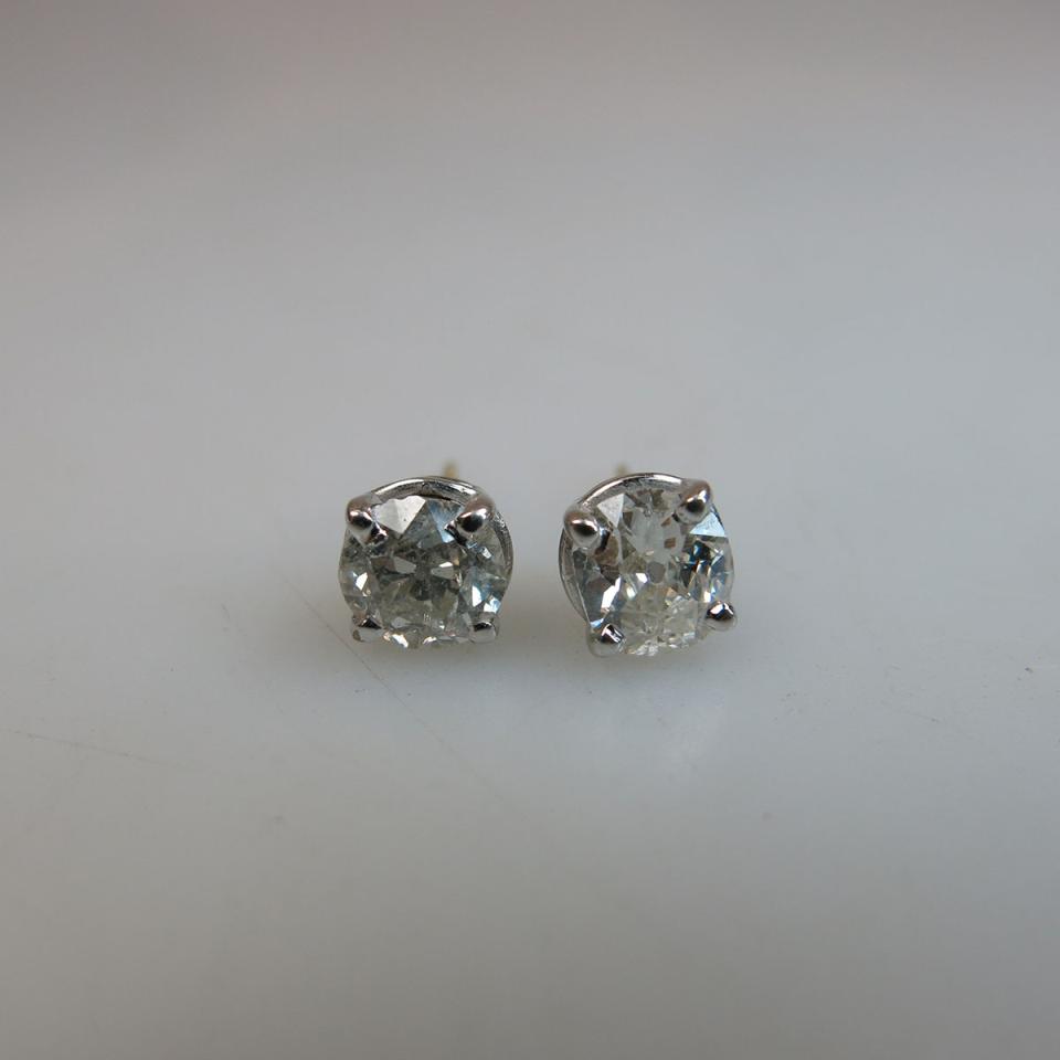 Pair Of 18k White And Yellow Gold Stud Earrings