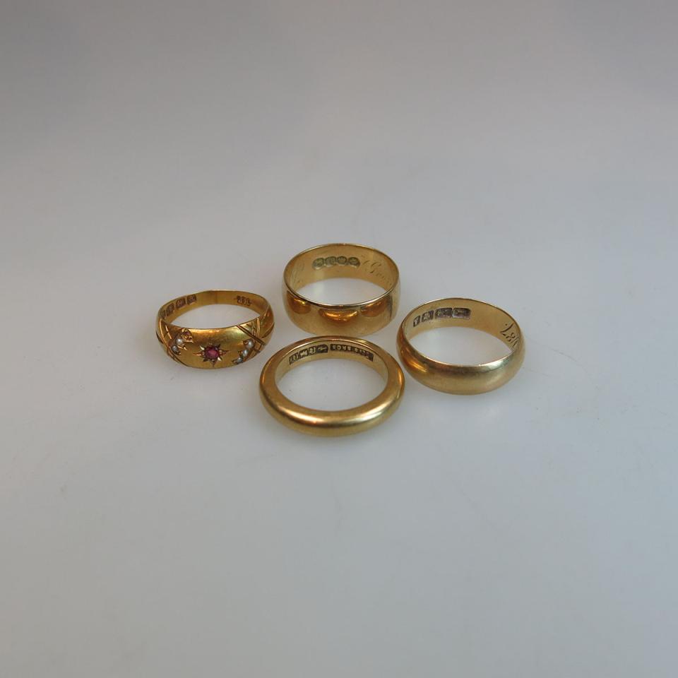 4 X 18K Yellow Gold Bands