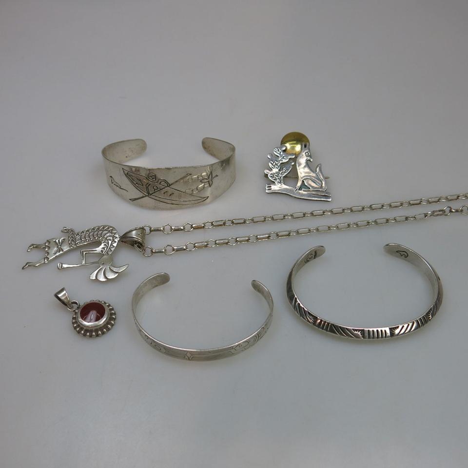 Small Quantity Of Mexican, Navajo And Haida Silver Jewellery
