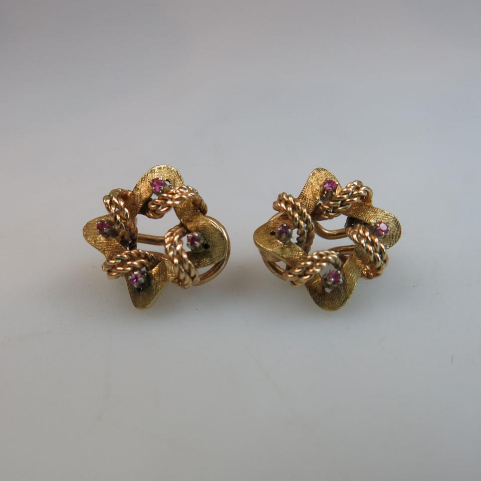 Pair Of 18k Yellow Gold Clip-Back Earrings