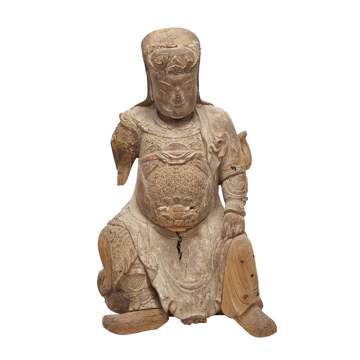 A Finely Carved Wood Figure of Guandi, Qing Dynasty (1644-1911)