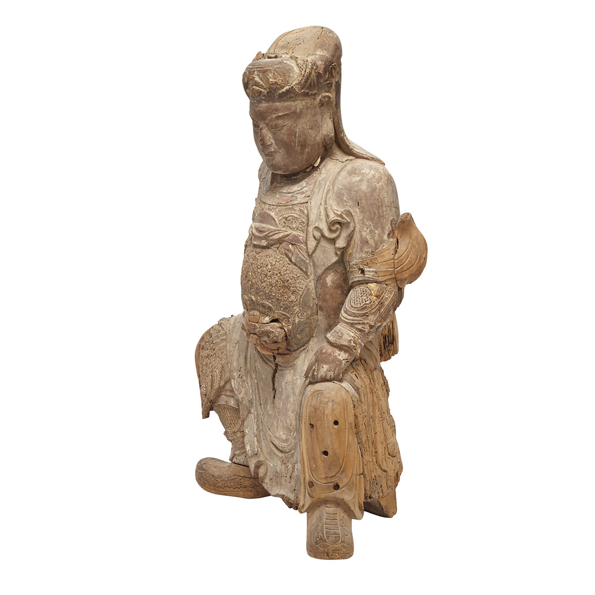 A Finely Carved Wood Figure of Guandi, Qing Dynasty (1644-1911)
