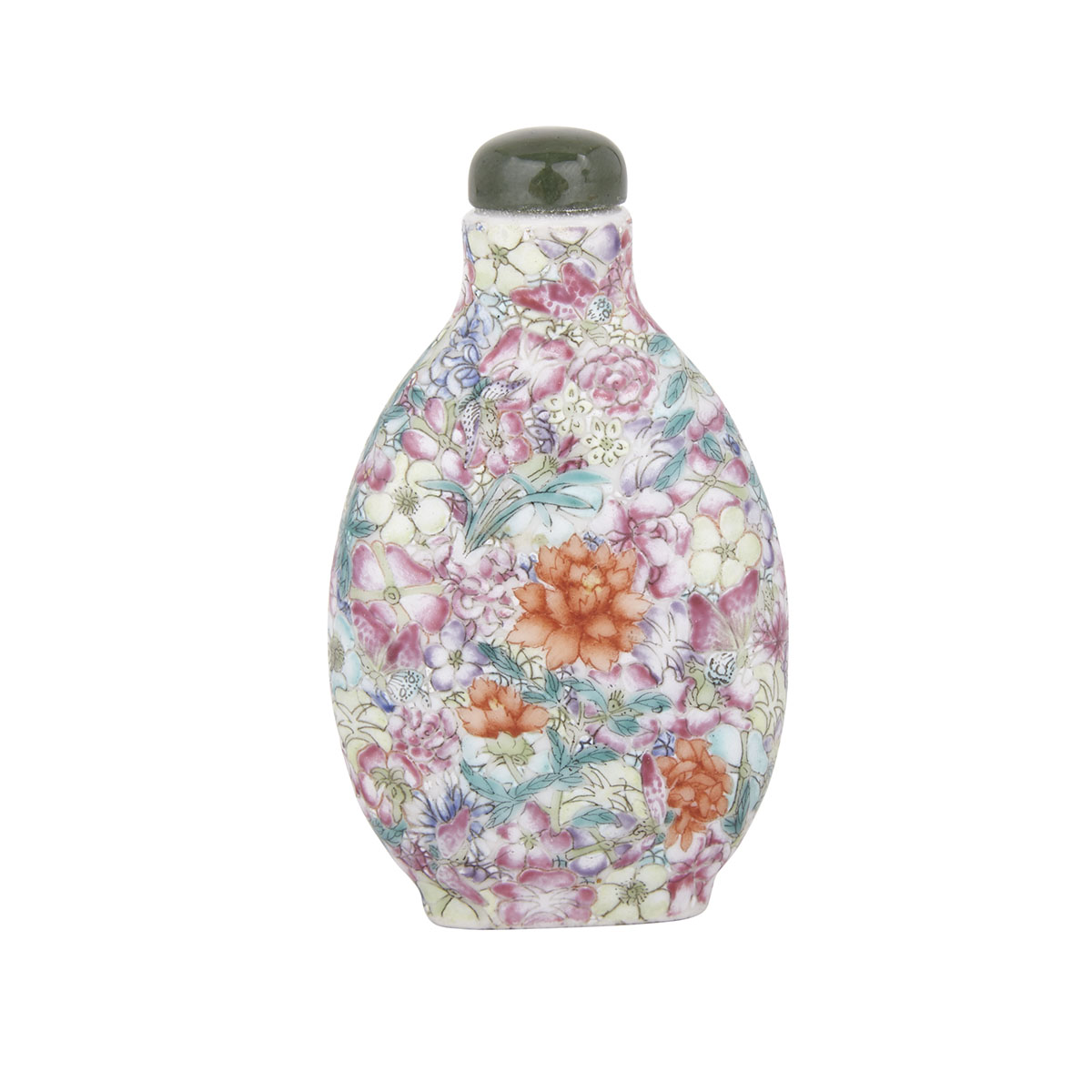 A Famille Rose Millefleur Snuff Bottle, Guangxu Period (1875-1908)