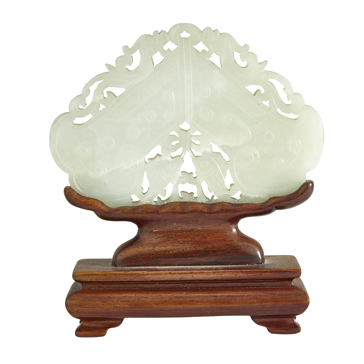 A White Jade Plaque with a Rosewood Stand, 19th Century