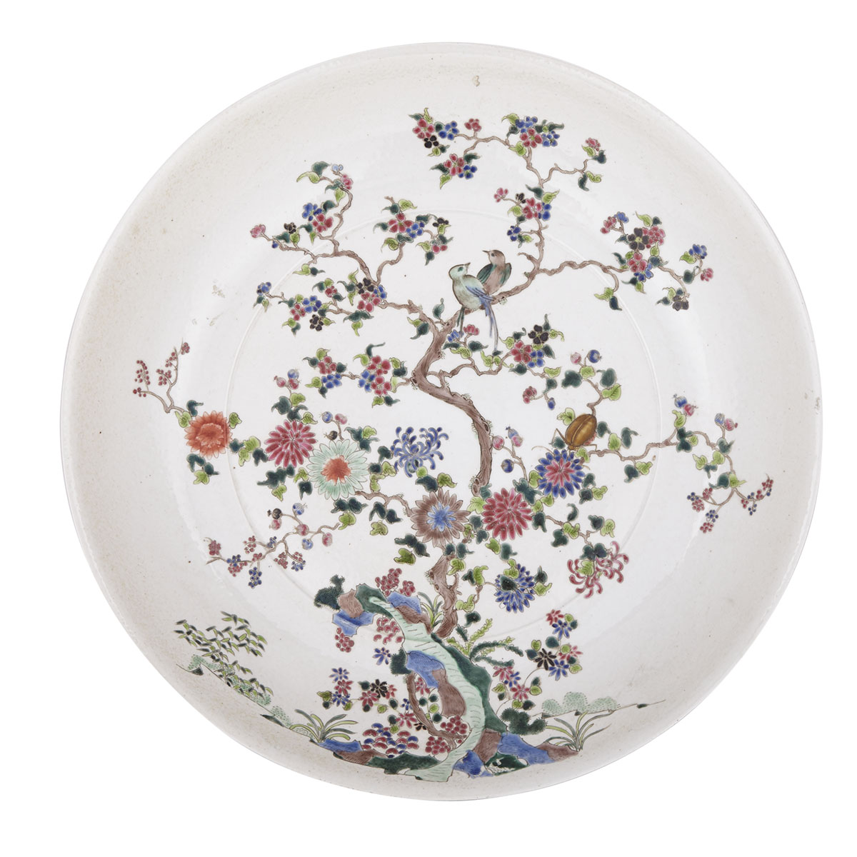 A Massive Famille Rose Charger, Kangxi Mark and 19th Century
