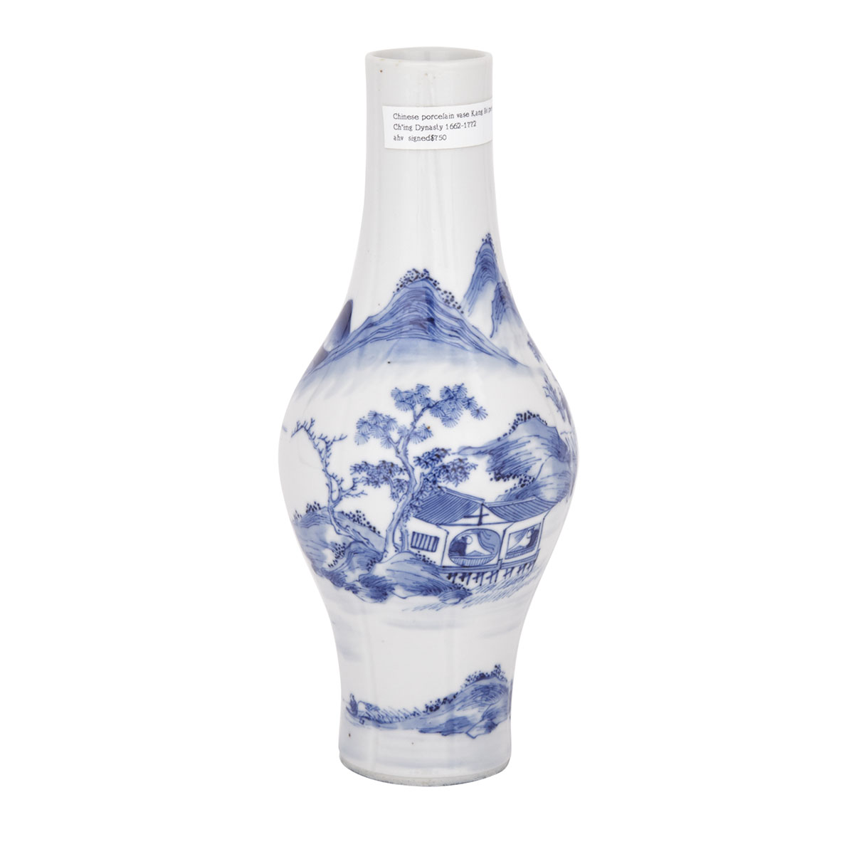 Blue and White ‘Landscape’ Vase, Kangxi Mark and Possibly Later