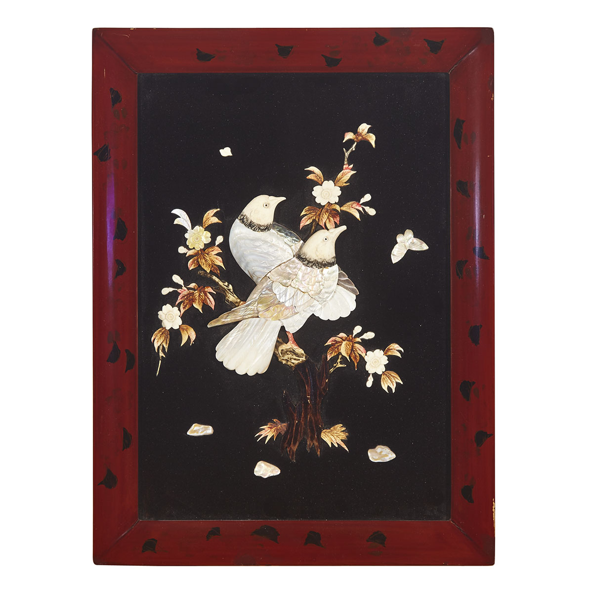 An Ivory and Mother-of-Pearl Inlaid Lacquered Panel, First-Half of 20th Century