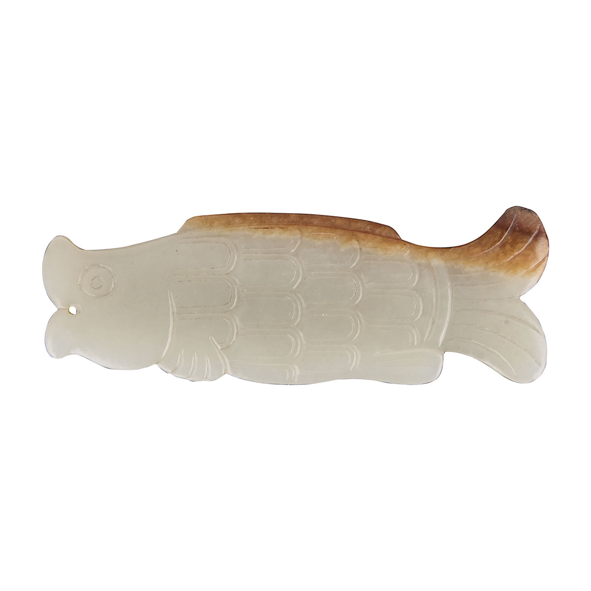 An Unusual Pale Yellow and Russet Jade Fish, Qing Dynasty, 18th Century