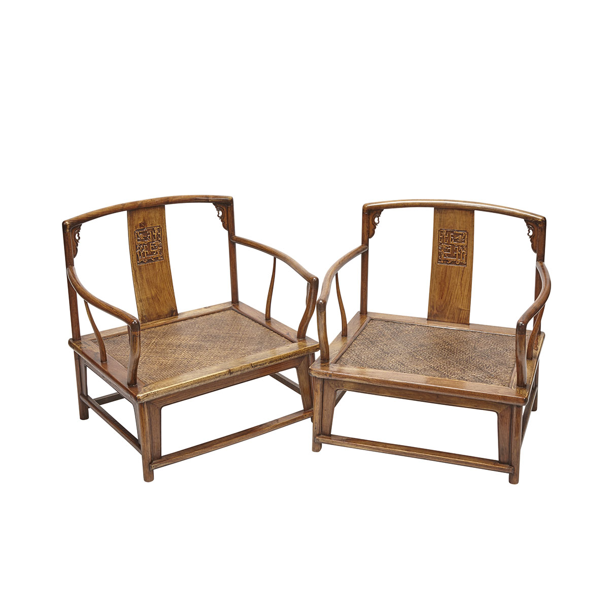 A Pair of Huanghuali Low Chairs, Qing Dynasty