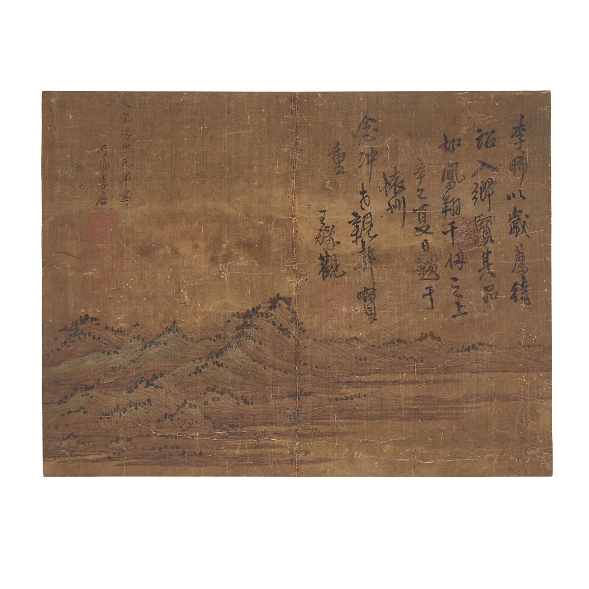 Chinese Painting Fragments, Li Tang（1066-1150）and Wen Peng  (1498-1573), Possibly Song to Ming Dynasty 