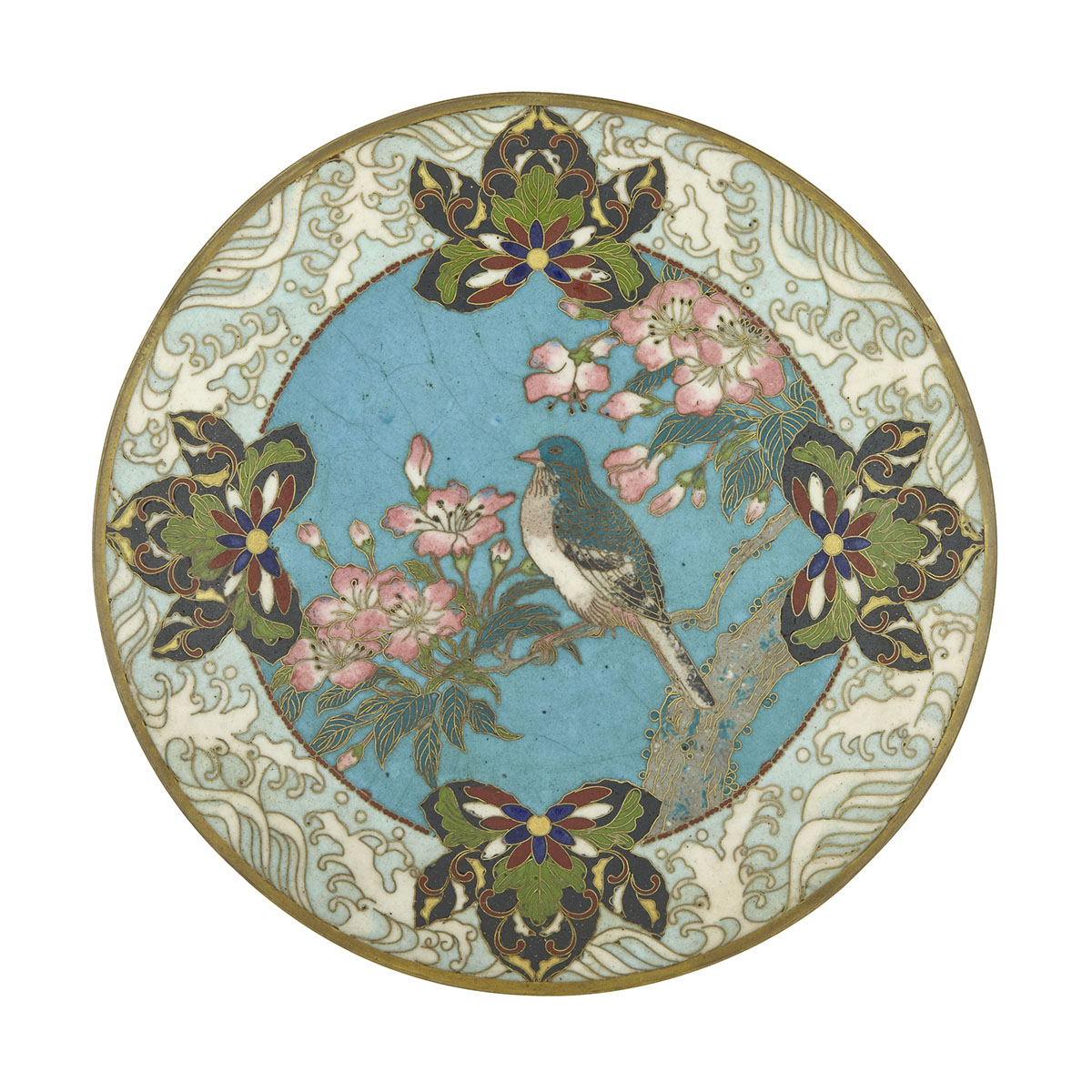 A Japanese Cloisonné Plate with Bird, Early 20th Century
