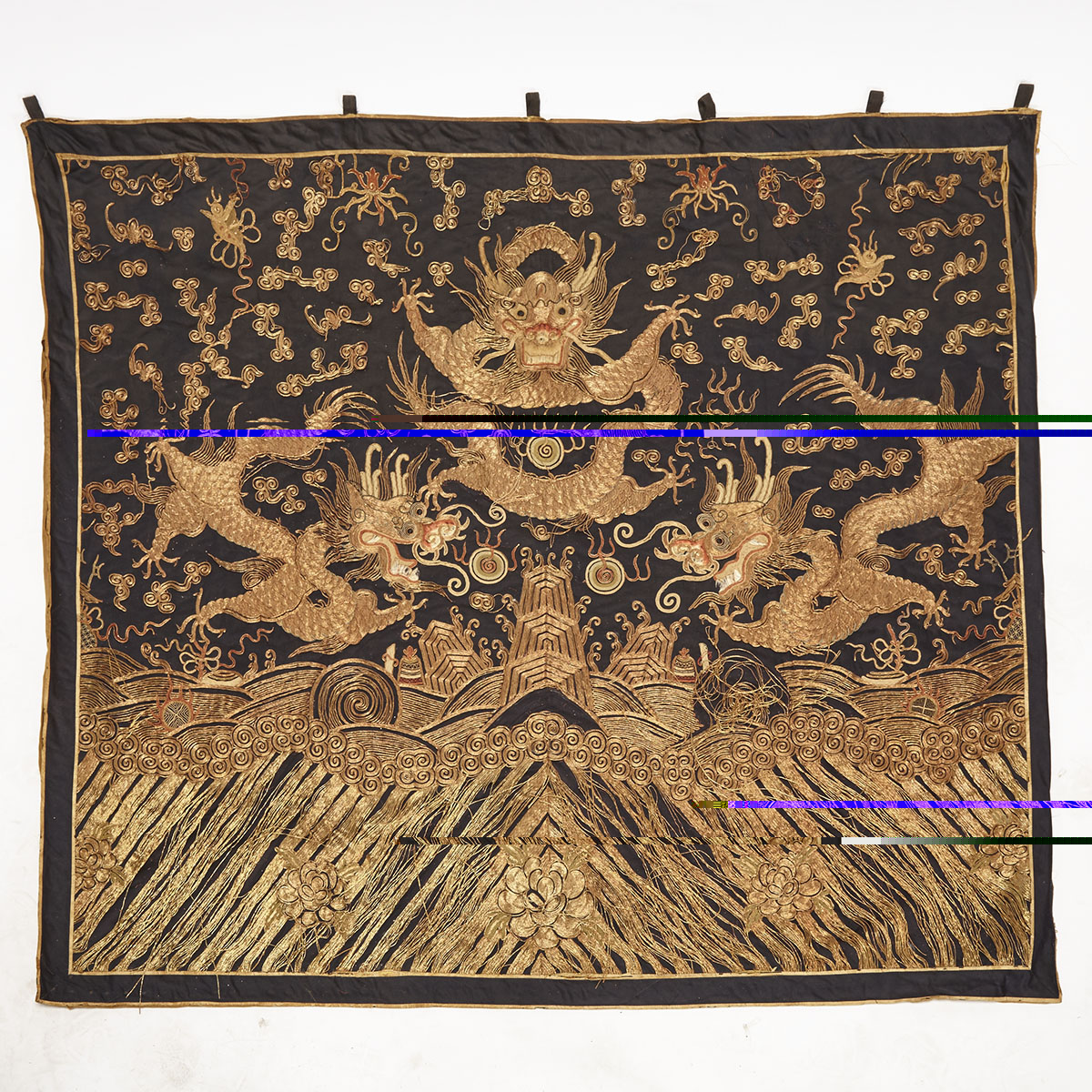 A Gold Thread Dragon Silk Embroidery, 18th Century