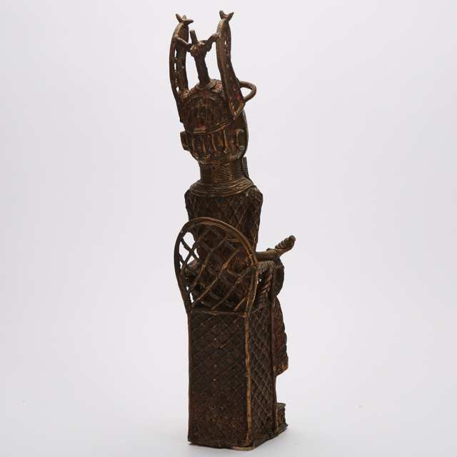 Benin Bronze Seated Oba Figure, West Africa