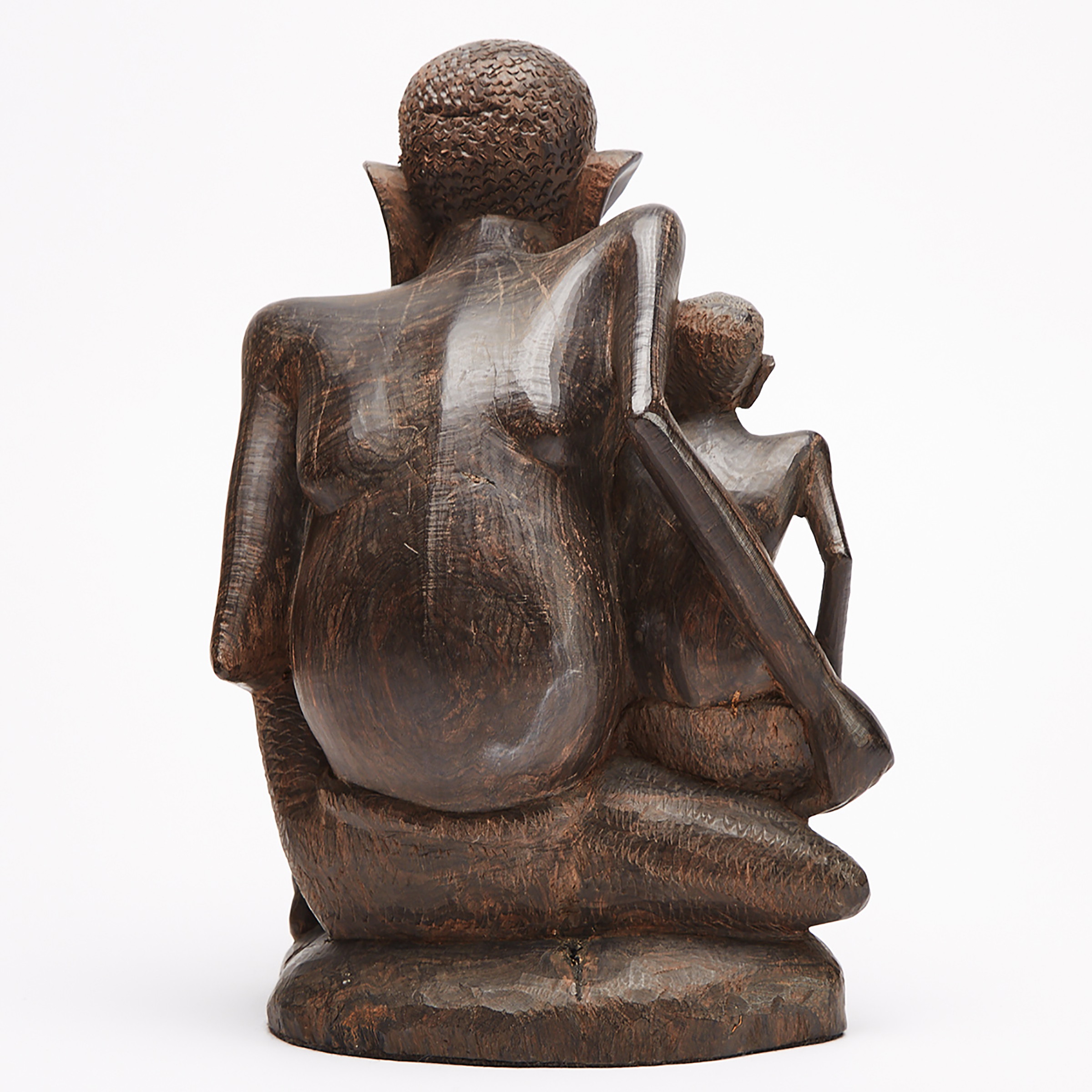 Makonde Carved Ebony Father and Son Statue, East Africa