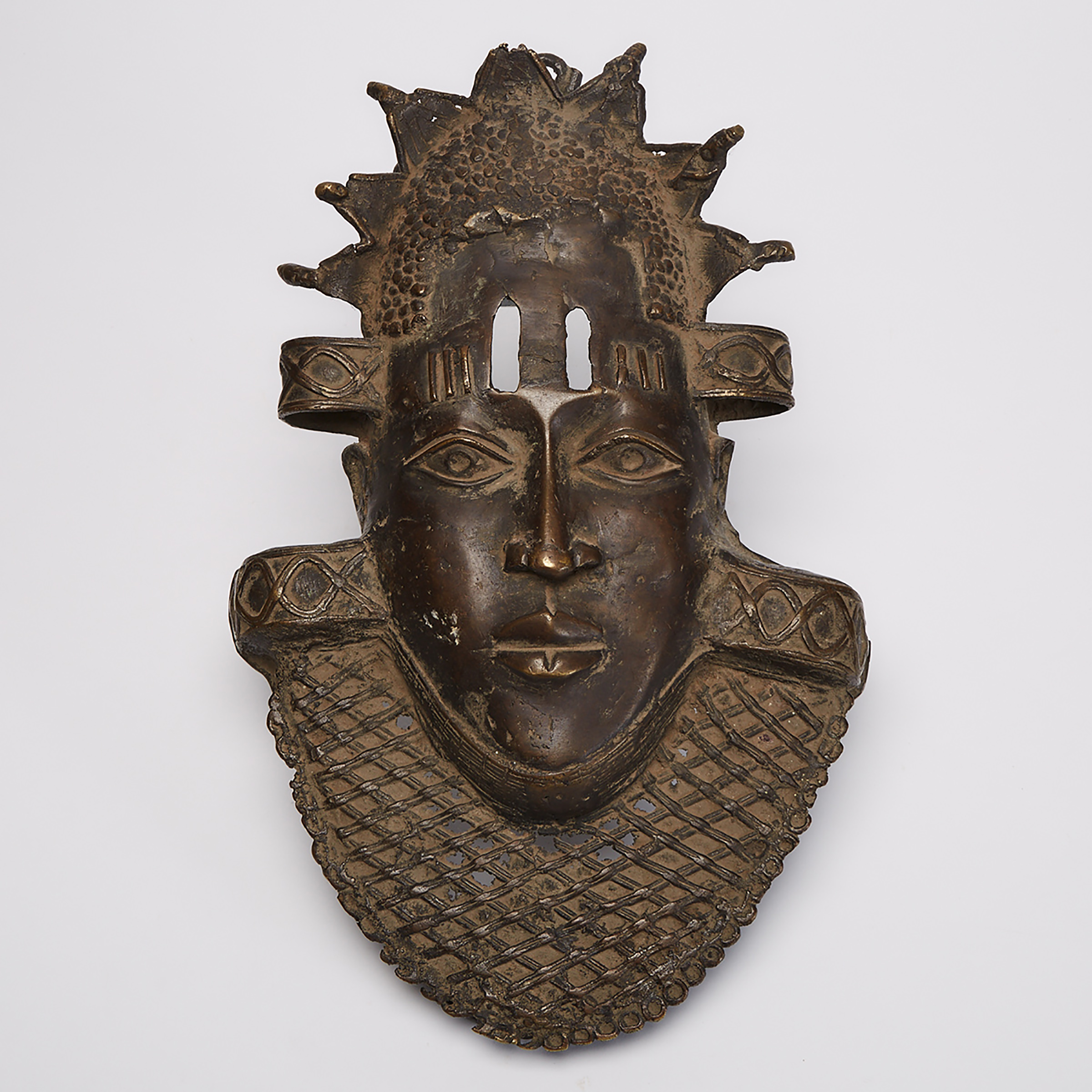 Large Benin Bronze Hip Mask, Nigeria, West Africa