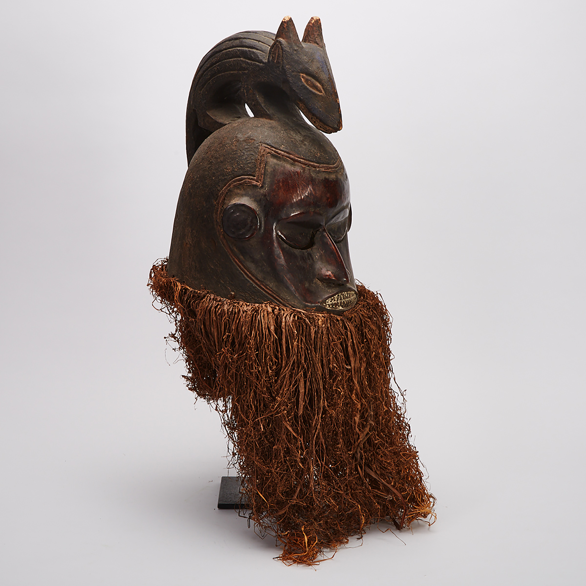 Suku Helmet Mask with Animal Surmount, Central Africa