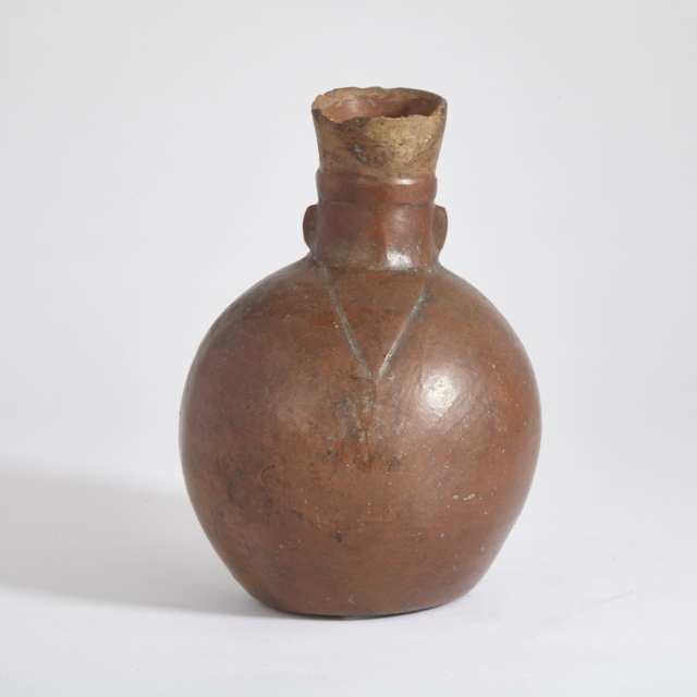 Chimu Red Pottery Effigy Vessel, Peru, 1250-1500 A.D.