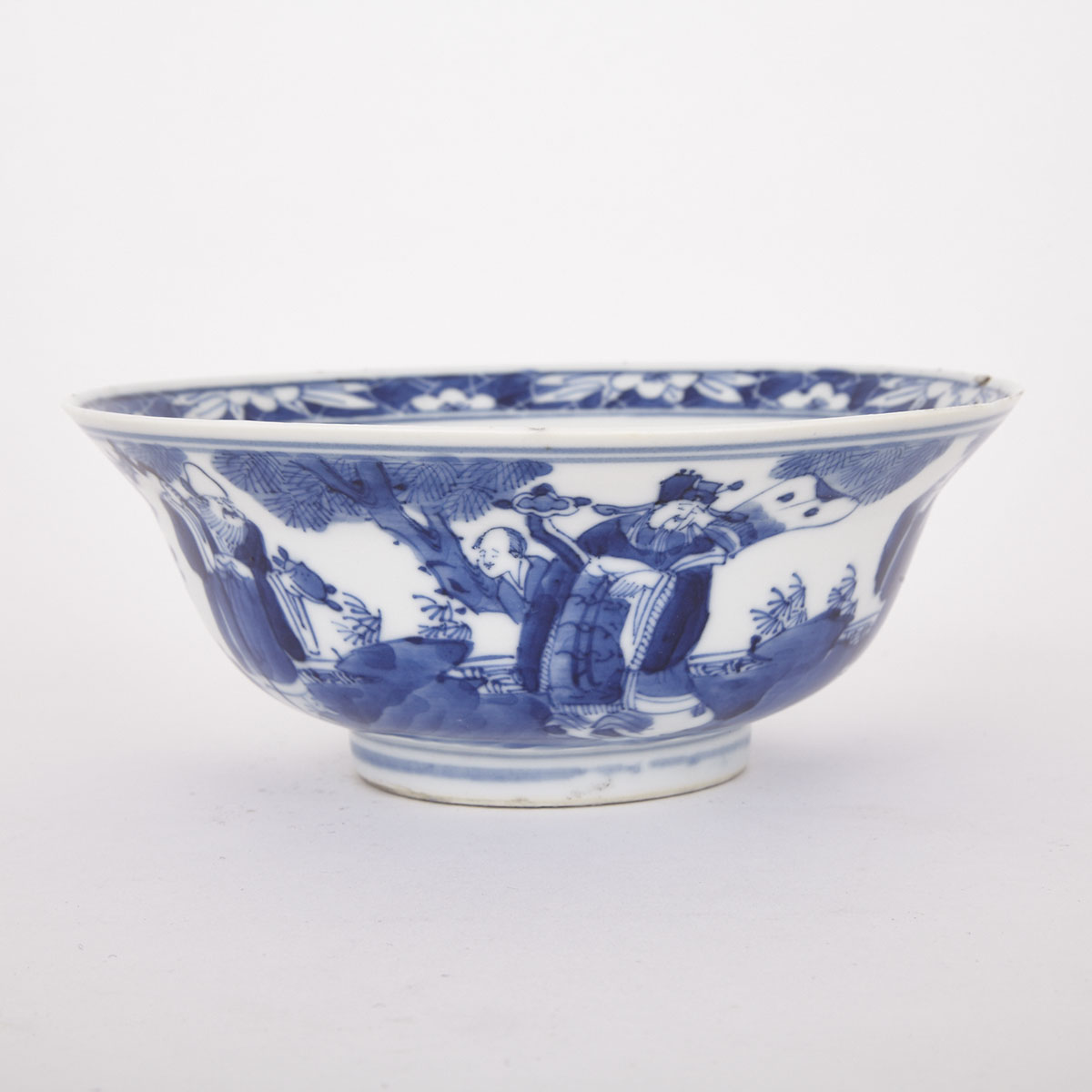 Blue and White Three Stars Bowl, Qianlong Mark, 19th Century