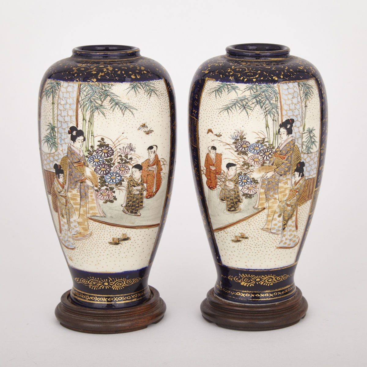 Pair of Satsuma Vases, 20th Century
